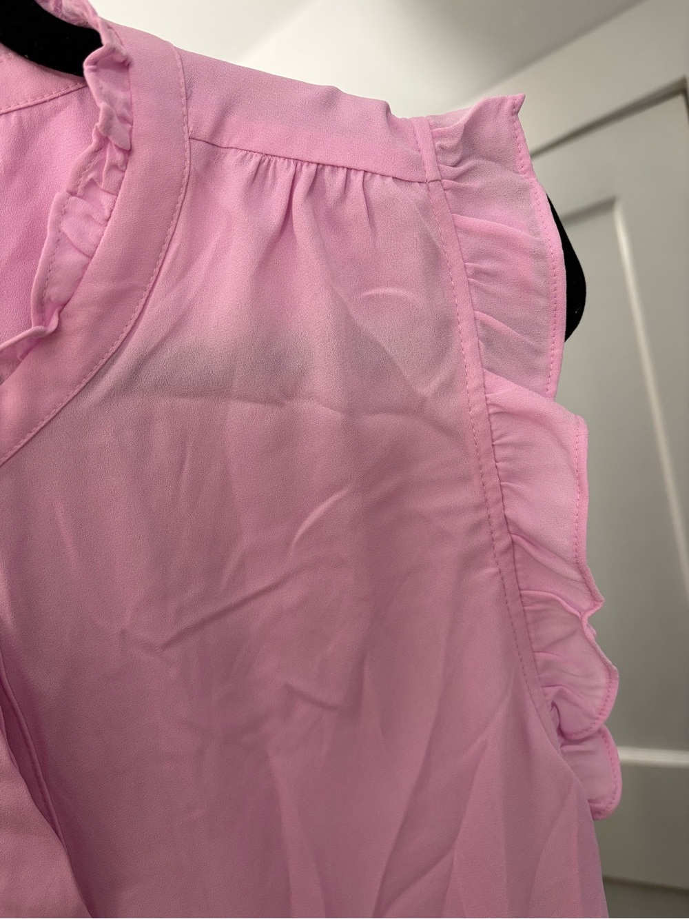 DKNY Pink Ruffle Henley Shell - Picture 6 of 8